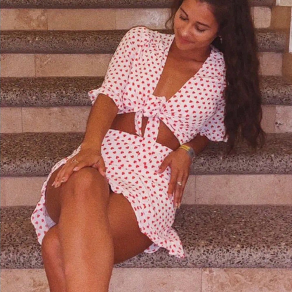 White and Red Heart Print Set - Zara